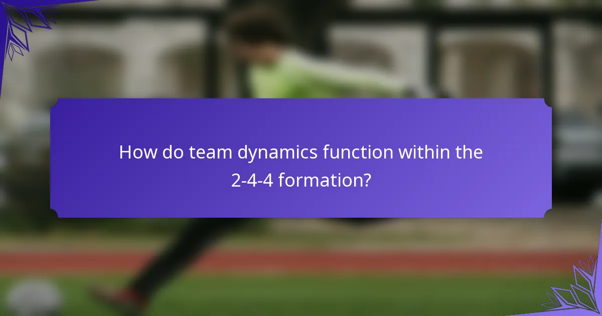 How do team dynamics function within the 2-4-4 formation?