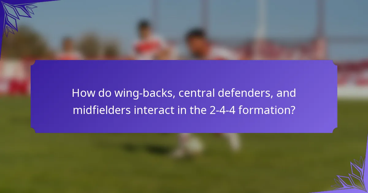 How do wing-backs, central defenders, and midfielders interact in the 2-4-4 formation?