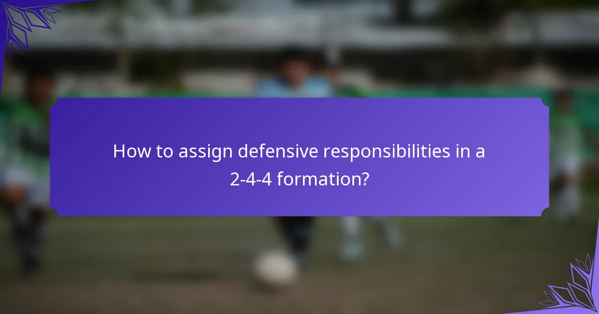 How to assign defensive responsibilities in a 2-4-4 formation?