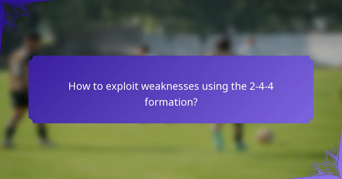 How to exploit weaknesses using the 2-4-4 formation?
