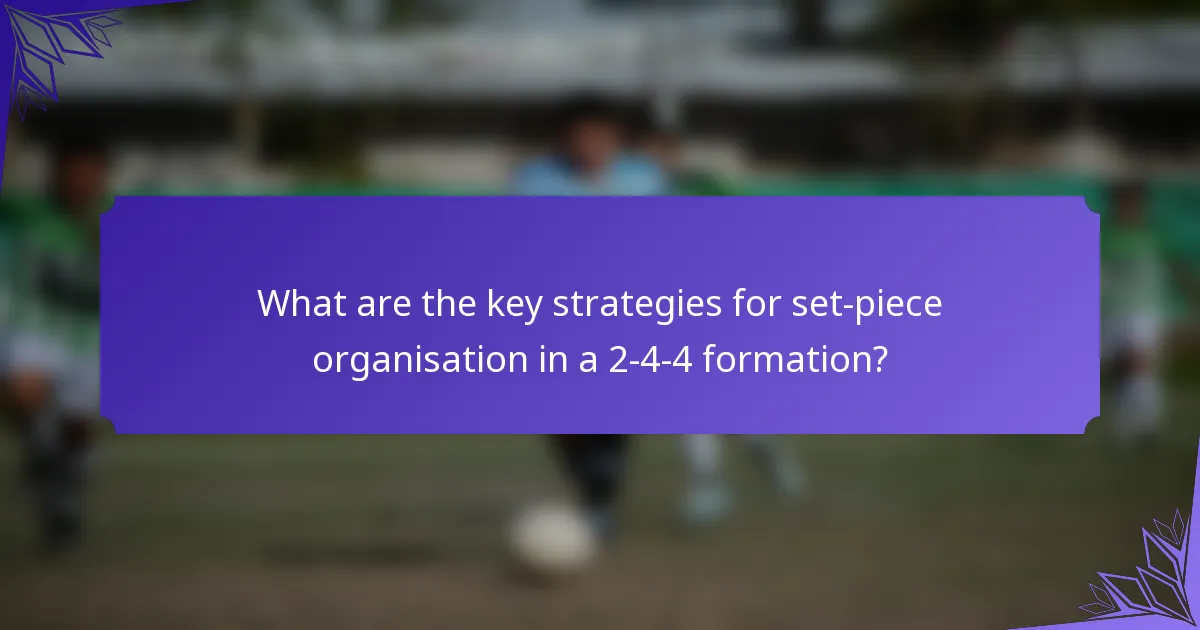 What are the key strategies for set-piece organisation in a 2-4-4 formation?