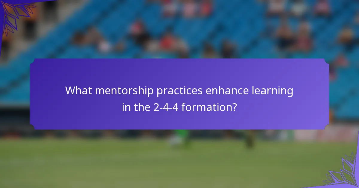 What mentorship practices enhance learning in the 2-4-4 formation?